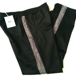 Krost moire warm up track pants, men's cotton blend straight leg relaxed black